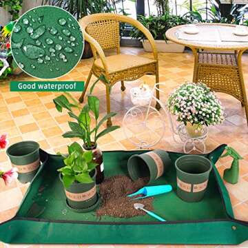 Extra Large Repotting Mat for Indoor Plant Transplanting and Mess Control, 43" X 29" Thickened Water...
