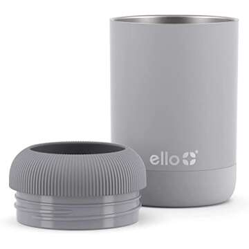 Ello Stainless Steel Can Koozie | Insulated Can Cooler for Beer, Soda, and Hard Seltzer, Grey