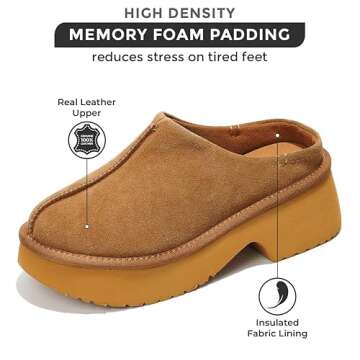 Project Cloud Clogs for Women - Memory Foam Genuine Suede Slip on Clogs, Non-Slip Sole Women's Mules...