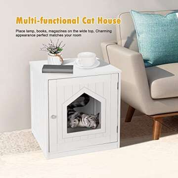 Litter Box Enclosure Cat Litter Box Furniture Hidden Litter Box Furniture Indoor Cat Box Cabinet Cat...