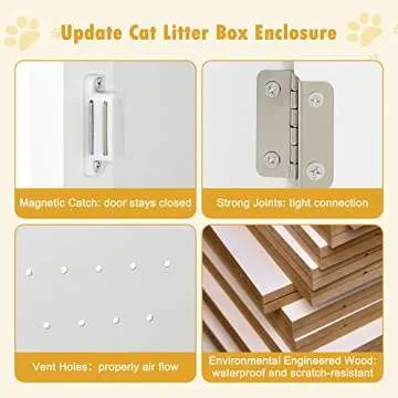 Litter Box Enclosure Cat Litter Box Furniture Hidden Litter Box Furniture Indoor Cat Box Cabinet Cat House Side Table Nightstand (White)