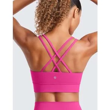 CRZ YOGA Womens Butterluxe Strappy Longline Sports Bra - Molded Cup Double Spaghetti Strap Workout Y...