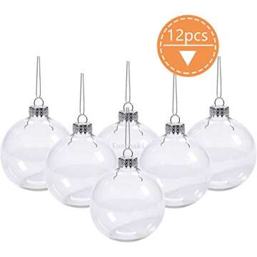 Kanonaki Clear Plastic Ornaments - Shatter-Proof Set of 12