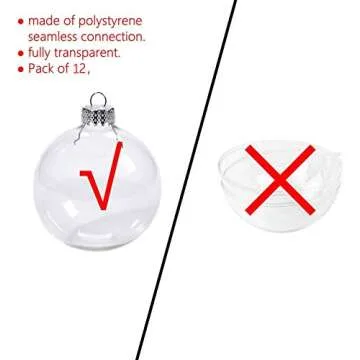 Kanonaki Clear Plastic Ornaments - Shatter-Proof Set of 12