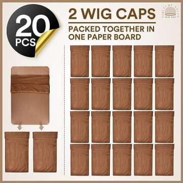 Teenitor Wig Caps, 20 Pack Stretchy Nylon Skin Tone Wig Application Caps for Women and Men - Brown