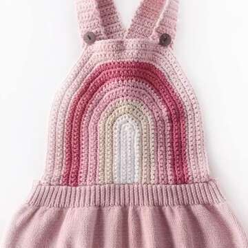 Just Bodi Premium Baby Girl Clothes Trendy Rainbow Knit Romper (Blush/White) Onesie Bodysuit Jumper ...