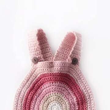 Just Bodi Premium Baby Girl Clothes Trendy Rainbow Knit Romper (Blush/White) Onesie Bodysuit Jumper Dress Soft Stretchy and Breathable (Blush, 12-18 Months)