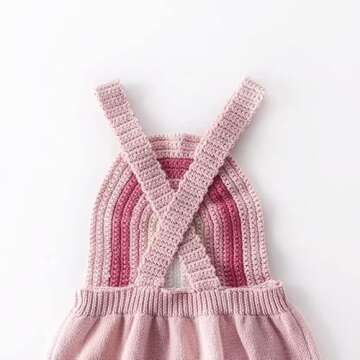 Just Bodi Premium Baby Girl Clothes Trendy Rainbow Knit Romper (Blush/White) Onesie Bodysuit Jumper Dress Soft Stretchy and Breathable (Blush, 12-18 Months)