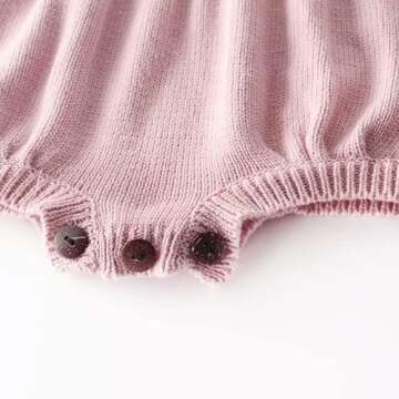 Just Bodi Premium Baby Girl Clothes Trendy Rainbow Knit Romper (Blush/White) Onesie Bodysuit Jumper Dress Soft Stretchy and Breathable (Blush, 12-18 Months)