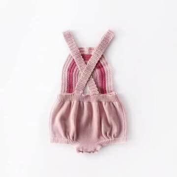 Just Bodi Premium Baby Girl Clothes Trendy Rainbow Knit Romper (Blush/White) Onesie Bodysuit Jumper Dress Soft Stretchy and Breathable (Blush, 12-18 Months)