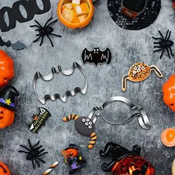 CMD 206 Pcs Halloween Cookie Cutters, Pumpkin Skull Mini Cookie Cutters for Halloween Day of the Dead Christmas Thanksgiving (with 100 Pcs Cookie Bags And 100 Pcs Stickers)