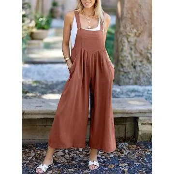 ANRABESS Women's Wide Leg Summer Jumpsuits for Comfort