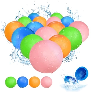 SOPPYCID Reusable Magnetic Water Balloons：16 Pack Refillable Water Bomb Splash Balls Self Sealing ...