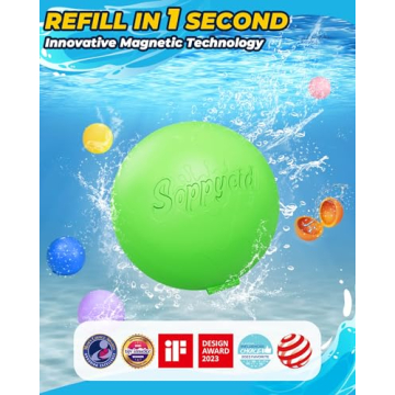 SOPPYCID Reusable Magnetic Water Balloons：16 Pack Refillable Water Bomb Splash Balls Self Sealing Quick Fill - Latex-Free Silicone Water Toys for Kids Adults - Water Games Outside Beach Pool Party