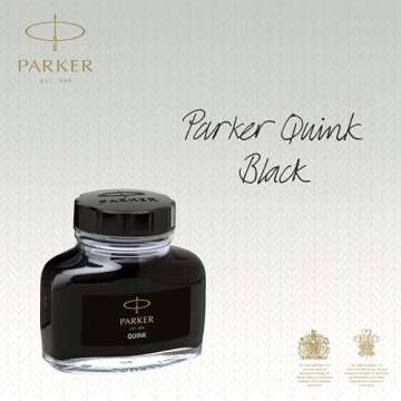 Parker Fountain Pen Ink Bottle, Black QUINK Ink, 57 ml Fountain Pen Refill