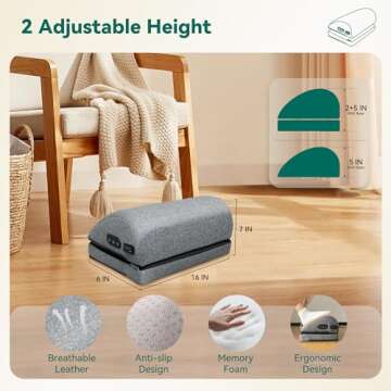 Snailax Footrest for Under Desk at Work, Heated Ergonomic Foot Stool, Adjustable Height, 2 Heating Levels & 3 Vibrating Massage Modes, Gaming Office Home Use