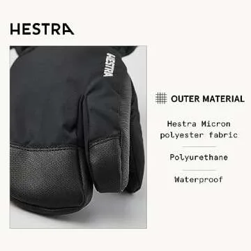 Hestra Gauntlet CZone Junior Glove - Waterproof, Insulated 3-Finger Snow Glove for Winter, Skiing, Playing in The Snow for Kids and Youth - Black/Graphite - 7