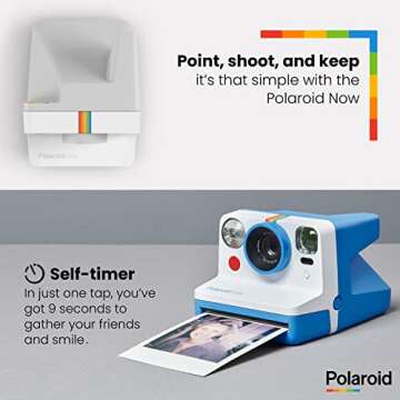 Polaroid NOW i-Type Camera - Black & White +Polaroid Color Film for i-Type - Double Pack + Album + Strap