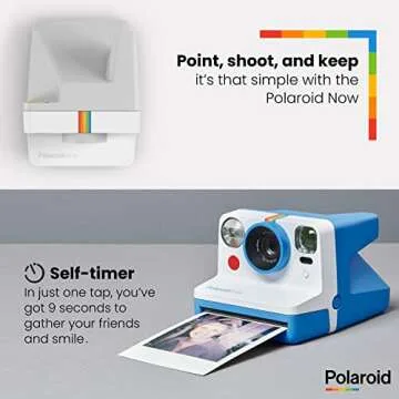 Polaroid NOW i-Type Camera - Black & White +Polaroid Color Film for i-Type - Double Pack + Album + Strap
