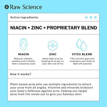 Anti Acne Supplements Cystic Acne Treatment for Teens – Hormonal Acne Pills with Acne Vitamins for...