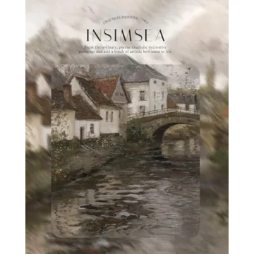 InSimSea Retro Gold Framed Wall Art, Home Room Riverside Small Town Vintage Wall Decor, Canvas Print Artwork, Farmhouse Country Decor, Antique Picture Frame Landscape Paintings, 13x16 Inch