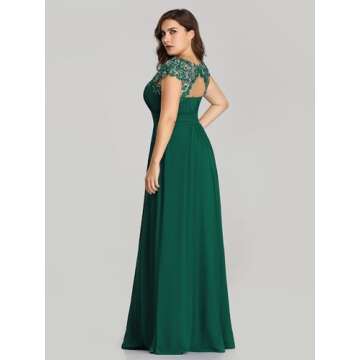Ever-Pretty Womens Empire Waist Chiffon Ruched Wedding Party Bridesmaid Dresses Green US 14