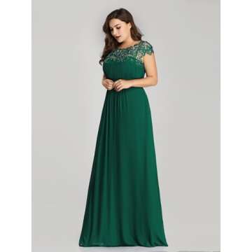 Ever-Pretty Womens Empire Waist Chiffon Ruched Wedding Party Bridesmaid Dresses Green US 14
