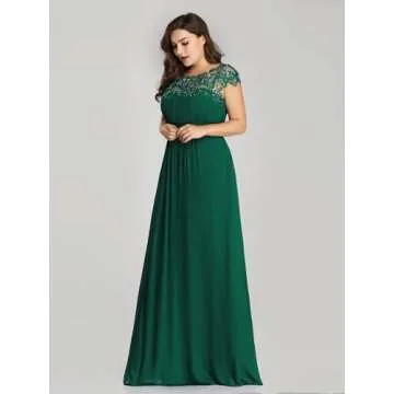 Ever-Pretty Womens Empire Waist Chiffon Ruched Wedding Party Bridesmaid Dresses Green US 14