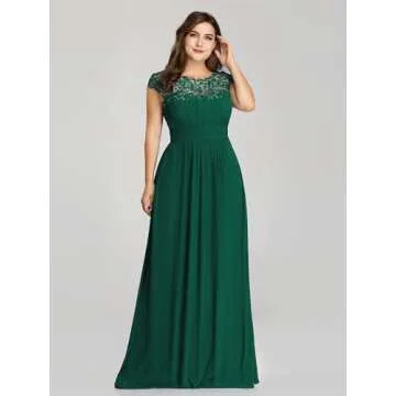 Ever-Pretty Womens Empire Waist Chiffon Ruched Wedding Party Bridesmaid Dresses Green US 14