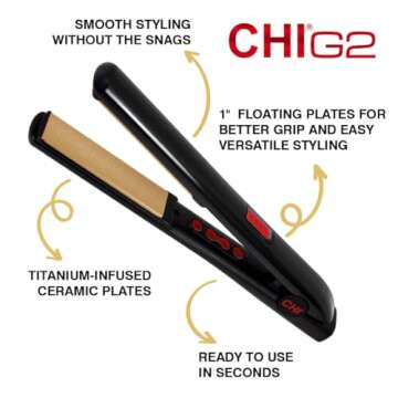 CHI G2 Digital Flat Iron, Straightening Hairstyling Iron For Smooth, Silky Hair, Titanium Infused Ce...
