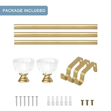 Adjustable KNOBWELL Golden Curtain Rods with Finials