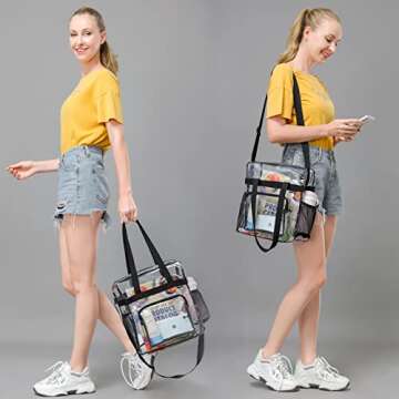 Clearworld Clear Bag Stadium Approved, Stadium Security Travel & Gym Clear Tote Bag for Work, Sports Games-12"X12"X6"