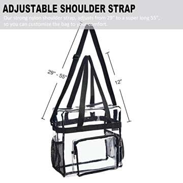 Clearworld Clear Bag Stadium Approved, Stadium Security Travel & Gym Clear Tote Bag for Work, Sports Games-12"X12"X6"