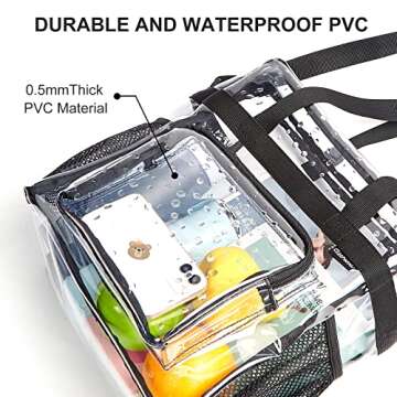 Clearworld Clear Bag Stadium Approved, Stadium Security Travel & Gym Clear Tote Bag for Work, Sports Games-12"X12"X6"