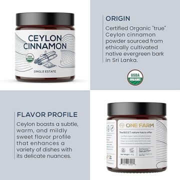 One Farm Organic Ceylon Cinnamon Resealable Jar for Cooking