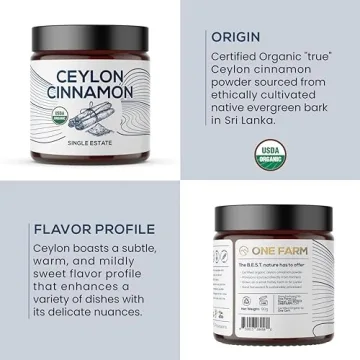 One Farm Organic Ceylon Cinnamon Resealable Jar for Cooking
