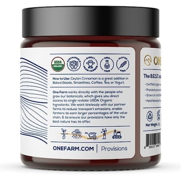 One Farm Organic Ceylon Cinnamon Resealable Jar for Cooking