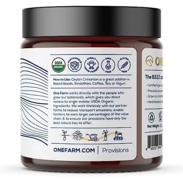 One Farm Organic Ceylon Cinnamon Resealable Jar for Cooking