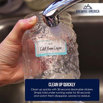 Dissolvable Food Labels for Food Containers - Made in USA - 1x2 Great for Food Prep, Pantry, Canning, Freezer, Mason Jar Storage, Bottles and Rotation– No Scrubbing, No Residue - Teal