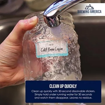 Dissolvable Food Labels for Food Containers - Made in USA - 1x2 Great for Food Prep, Pantry, Canning, Freezer, Mason Jar Storage, Bottles and Rotation– No Scrubbing, No Residue - Teal