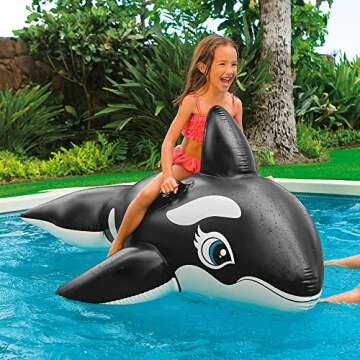 INTEX Whale Inflatable Pool Float: Animal Pool Toy For Kids – 2 Heavy-Duty Handles – 88lb Weight...