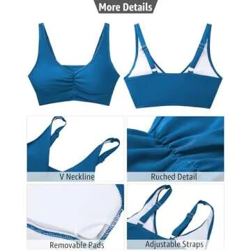 GRAPENT Women's Tankini Swim Top - Mykonos Blue Size M