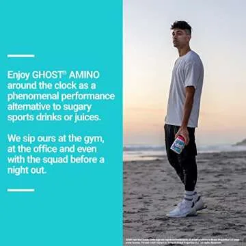 GHOST Amino: Essential Amino Acid Supplement, Blue Raspberry - 40 Servings - Intra-Workout Powder for Hydration & Recovery 4.5g BCAA & 5.5g EAA - Soy & Gluten-Free, Vegan