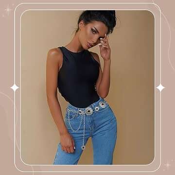 VONMELLI Western Belts for Woman Cowgirl Boho Concho Chain Waist Belt for Country Concert Dresses Je...