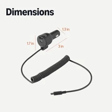 Amazon Basics Fast-Charging Car Charger with Coiled Cable