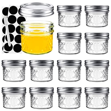 Asika Mini Glass Jars: 4 oz Canning and Storage Solution with Lids (12 Pack)