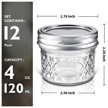 Asika 4 oz Mini Glass Jars for Food Storage and Gifting