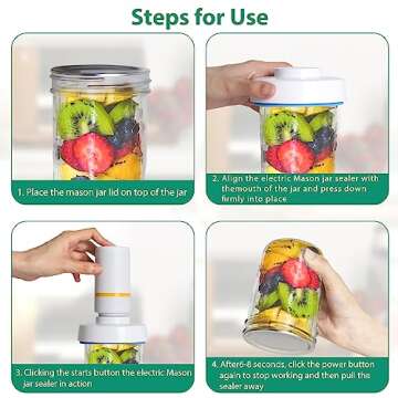 Electric Mason Jar Vacuum Sealer Food Vacuum Saver for Wide and Regular Mouth Mason Jars Can Sealer Jar Seal Pump Kit Accessories Hose Compatible with FoodSaver Vacuum Canning Sealer Machine Attachment Jars Sealing Hood for Food Storage
