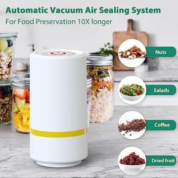 Electric Mason Jar Vacuum Sealer Food Vacuum Saver for Wide and Regular Mouth Mason Jars Can Sealer Jar Seal Pump Kit Accessories Hose Compatible with FoodSaver Vacuum Canning Sealer Machine Attachment Jars Sealing Hood for Food Storage