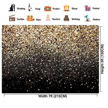CHAIYA 7x5ft Gold Glitter Paint Backdrop for Photography Astract Golden Bokeh Starry Sky Wedding Adult Baby Children Family Party Decorations New Year Party Backdrop